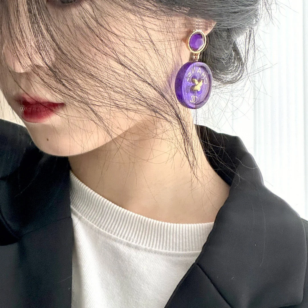 CCE278  Acrylic button stud earrings - ccjewelryacc