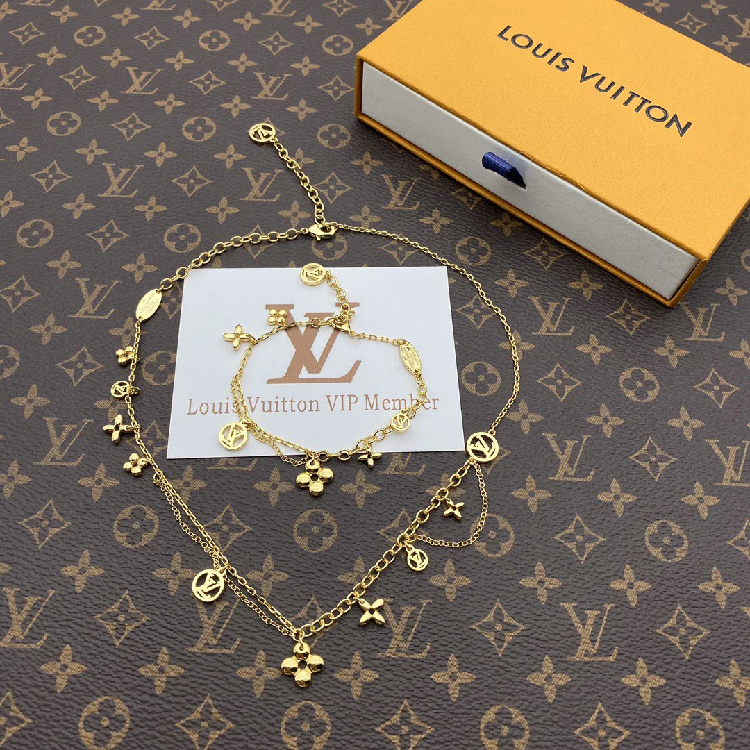 High Quality Luxury Designer Jewelry Set Women charm Necklace Bracelet LVT002 - ccfashionjewelry