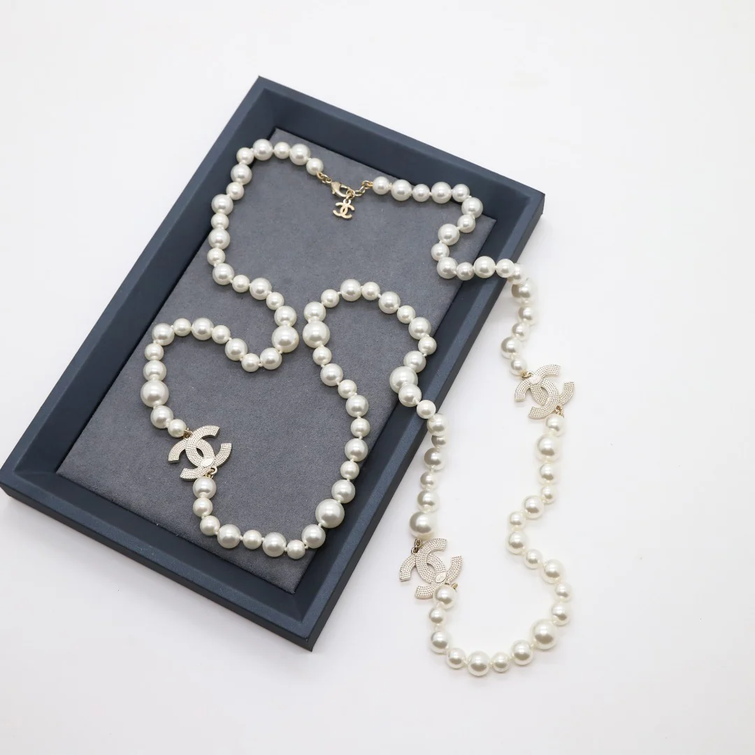 CCL010 High quality CC Pearl Long Chain Necklace Pearl sweater chain - ccjewelryacc