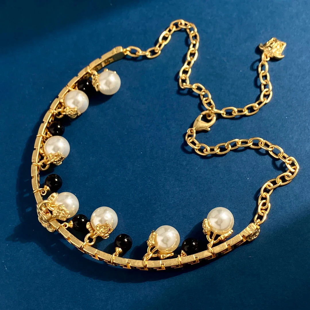 VSN016 Versace pearl choker necklace - ccjewelryacc