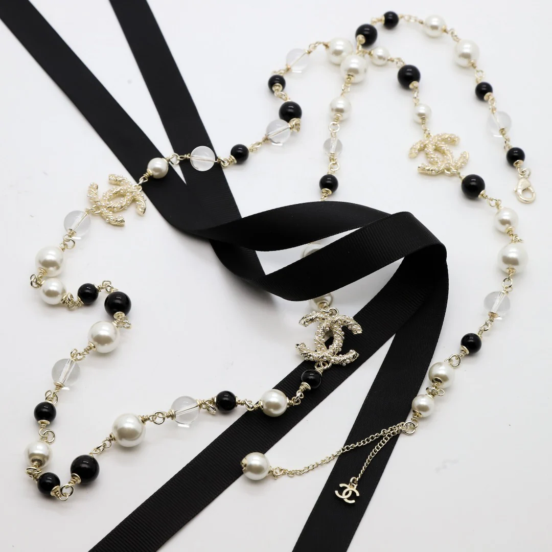 CCL029 High Quality CC Pearl Long Chain Necklace Pearl Sweater Chain - ccjewelryacc