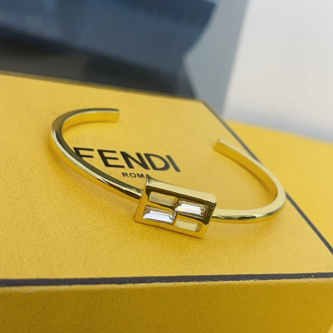 FDS004 Baguette Crystal Small F Cuff Bracelet - ccjewelryacc