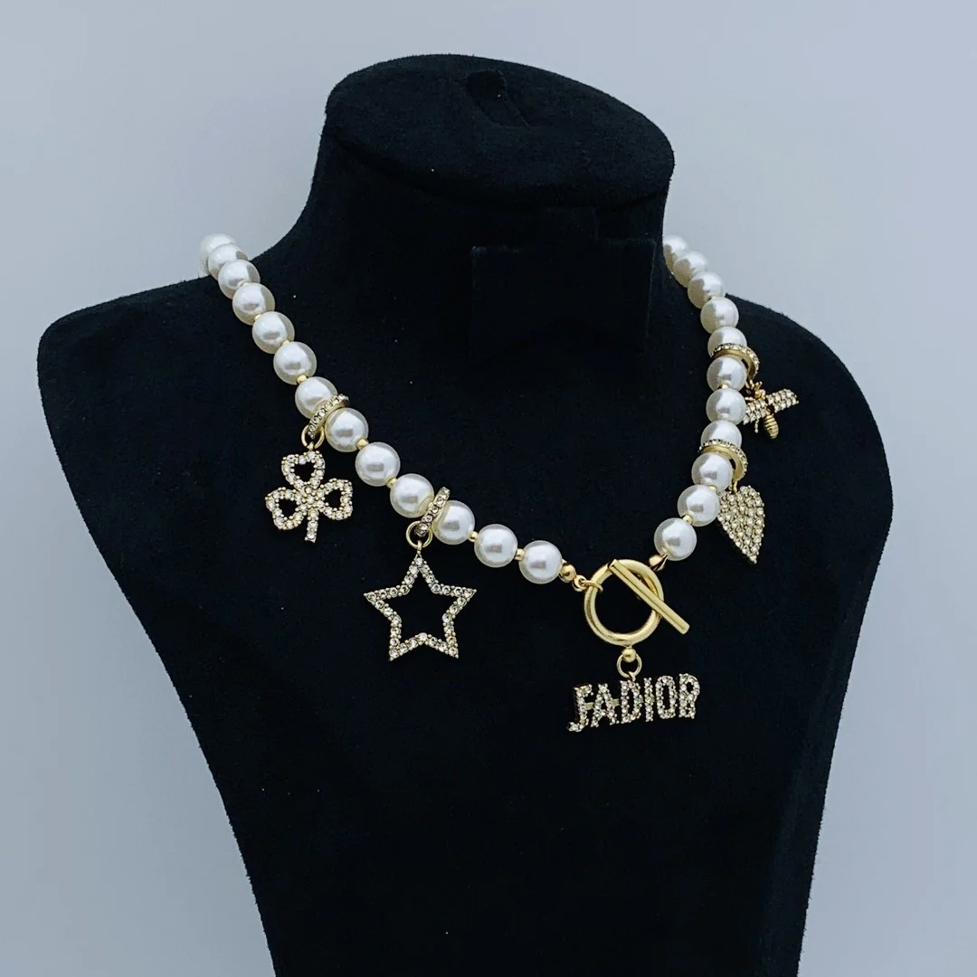 CDN161 High quality CD Pearl choker Necklace - ccjewelryacc