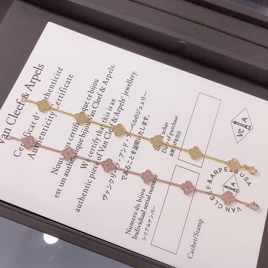 VCS001 Sweet alhambra diamond bracelet 6 motifs mini - ccfashionjewelry