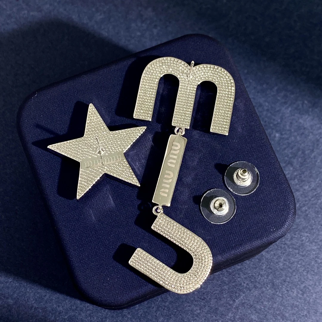 MME035 Crystal Miu and Star asymmetric Stud Earring - ccjewelryacc