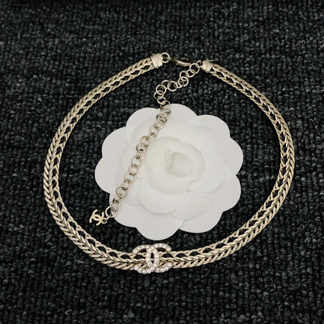 CCN011 Metal leater CC Choker Necklace - ccjewelryacc