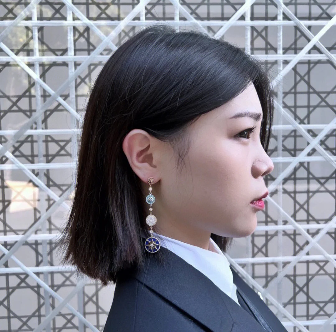 CDEV006 18k Gold Dior ROSE DES VENTS Drop Earrings - ccjewelryacc