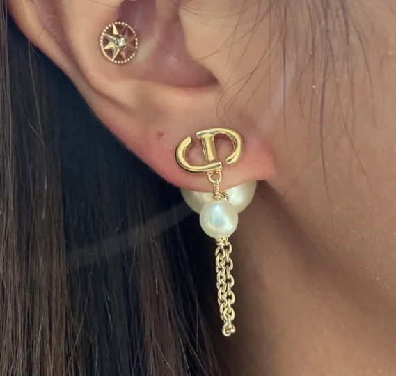 CDE227 Tribales earrings in metal and pearl - ccjewelryacc