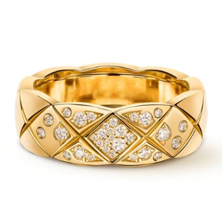 CCR8002B 7mm crush ring S925 Silver 18K Gold plating CC Ring - ccjewelryacc