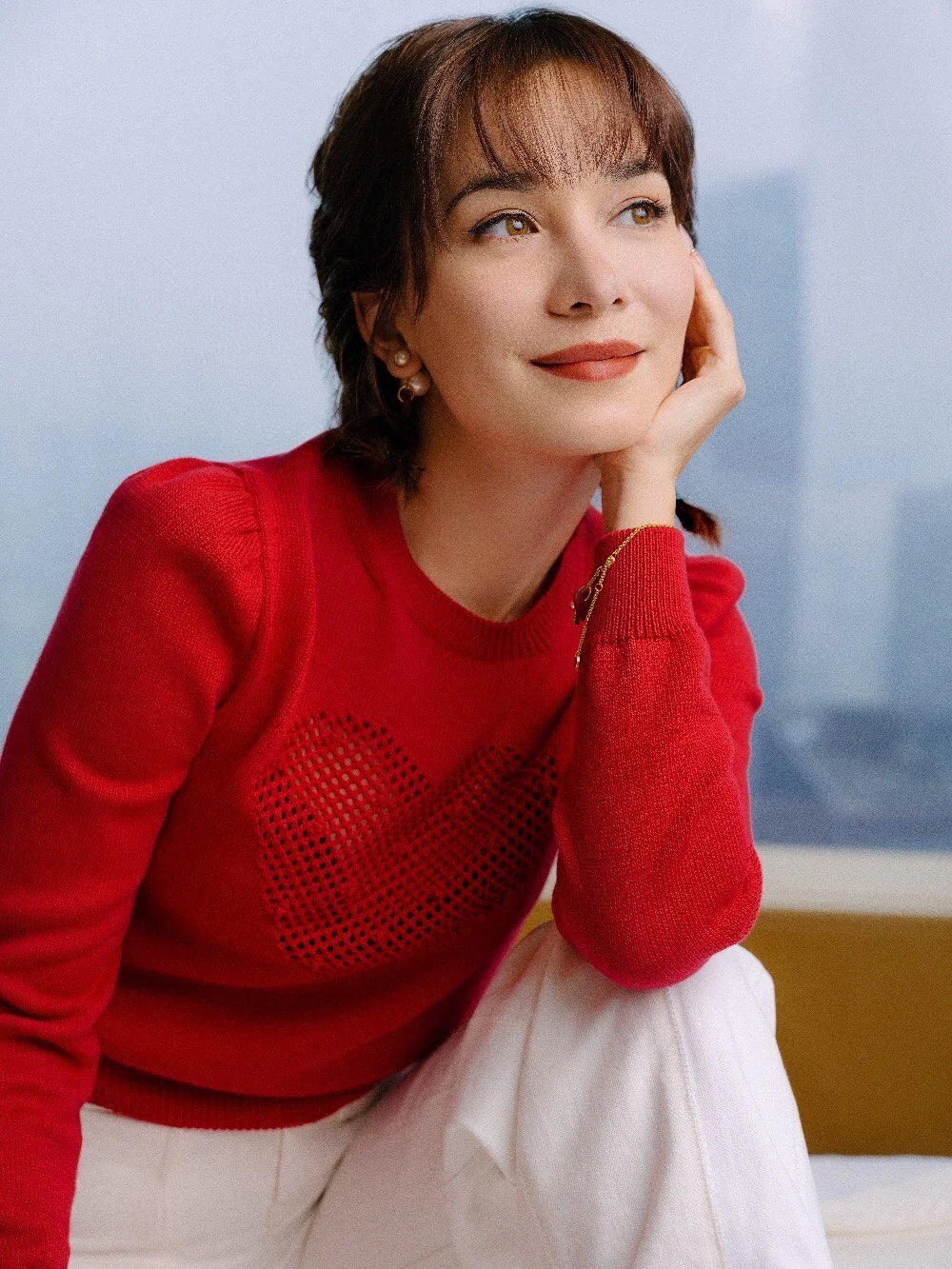 CDE242 Dior red heart tribales earrings - ccjewelryacc