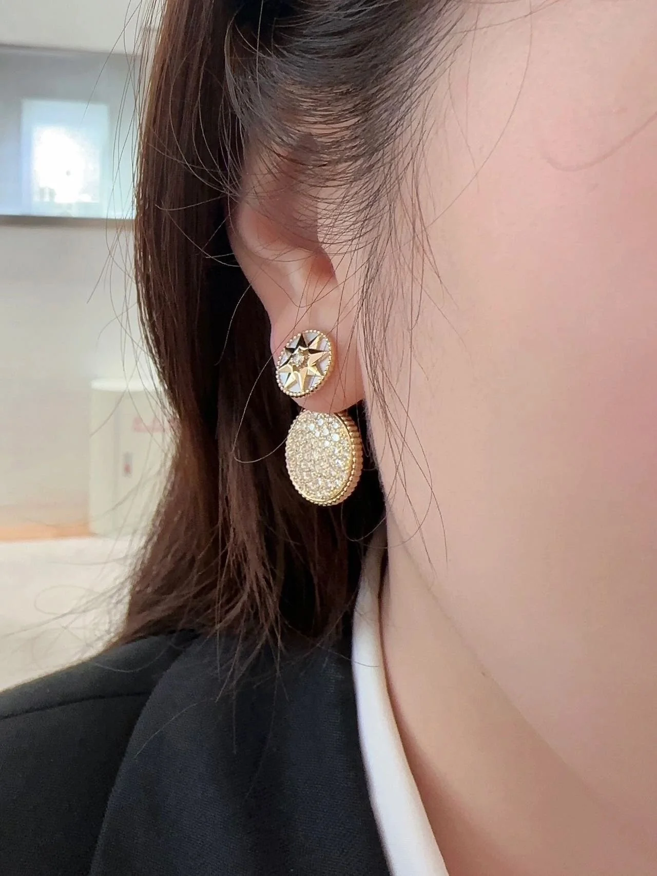 CDEV008 18k Gold and diamond dior ROSE DES VENTS earrings - ccjewelryacc