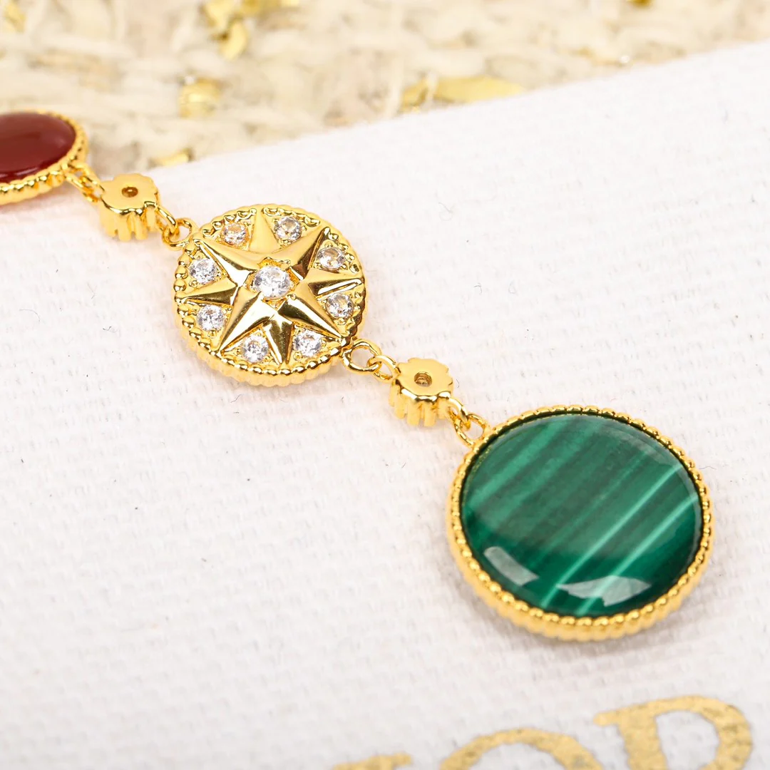 CDEV006 18k Gold Dior ROSE DES VENTS Drop Earrings - ccjewelryacc