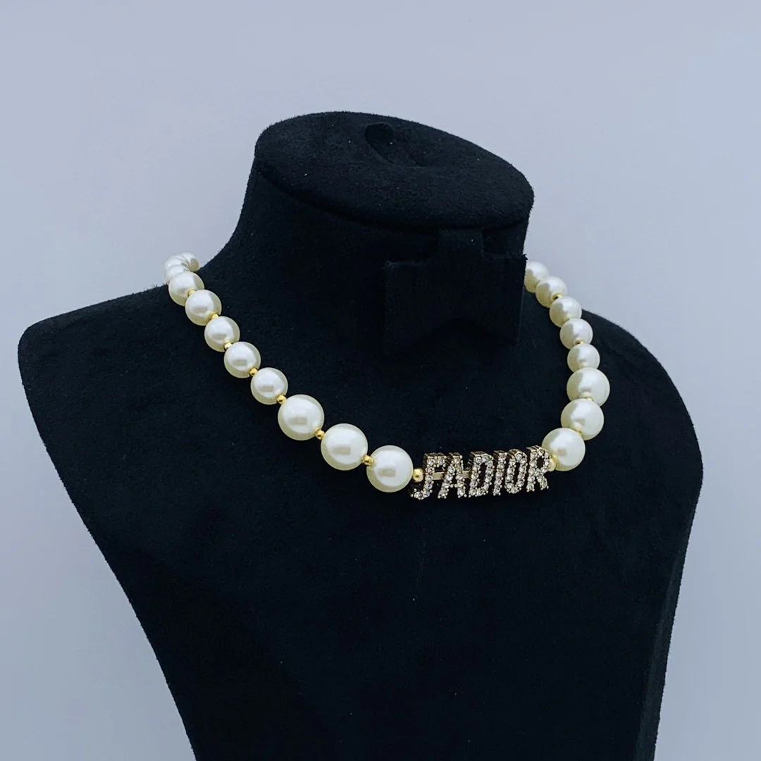 CDN110 High Quality CD Choker Necklace White Black Pearl - ccjewelryacc