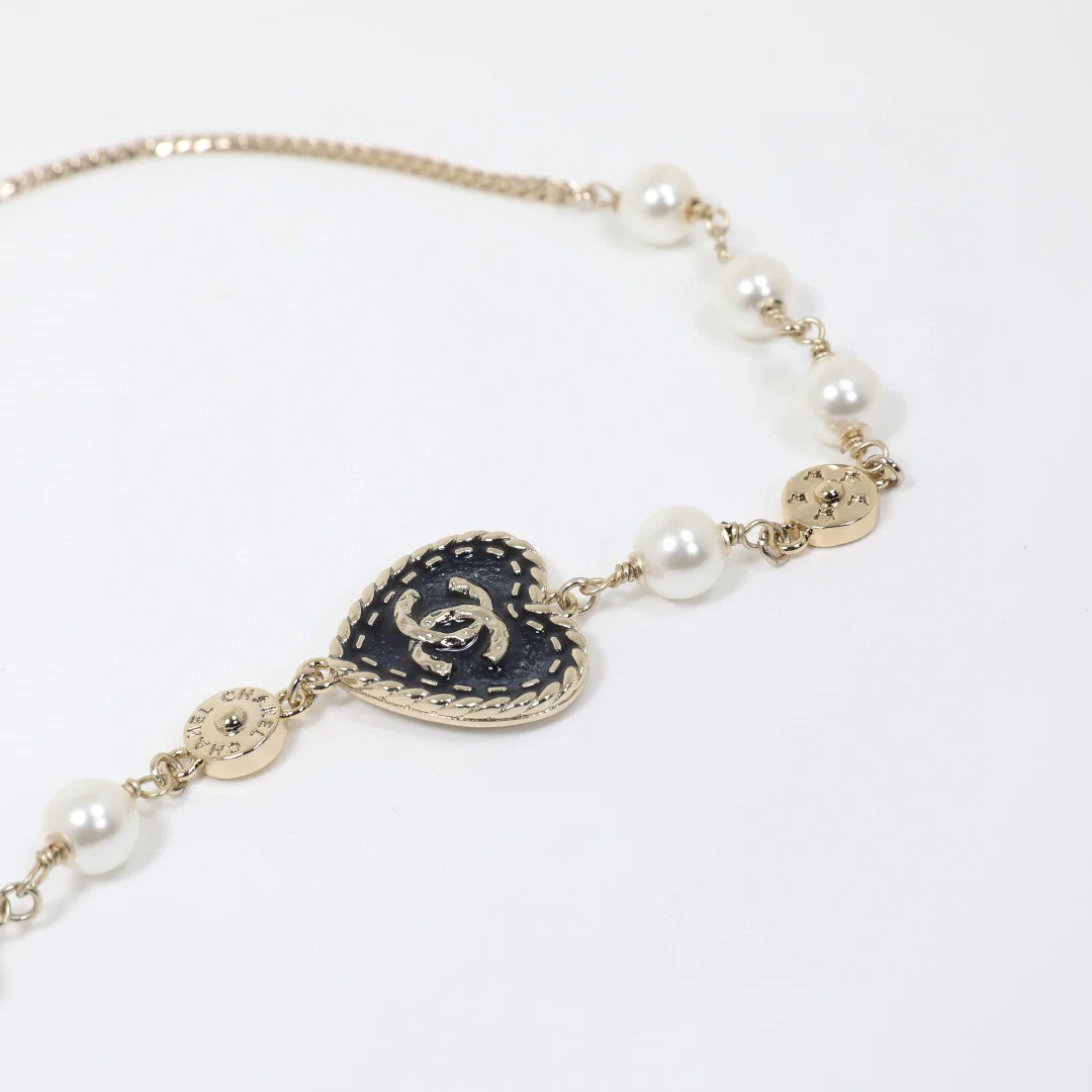 CCL331 24P Cowboy Jeans Heart CC sweater necklace CC long chain - ccjewelryacc