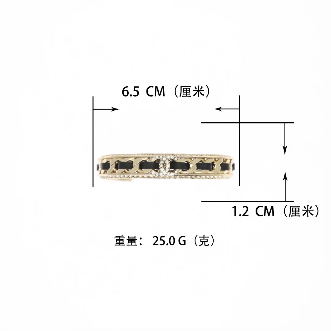 CCS037 Metal leather diamond cc logo bangle bracelet - ccjewelryacc
