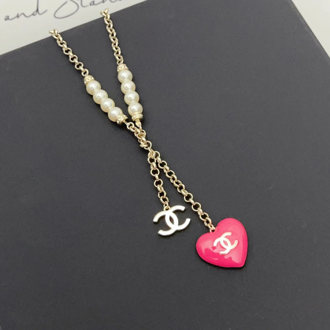 CCN009 CC Pink Heart Necklace earring bracelet collection - ccjewelryacc