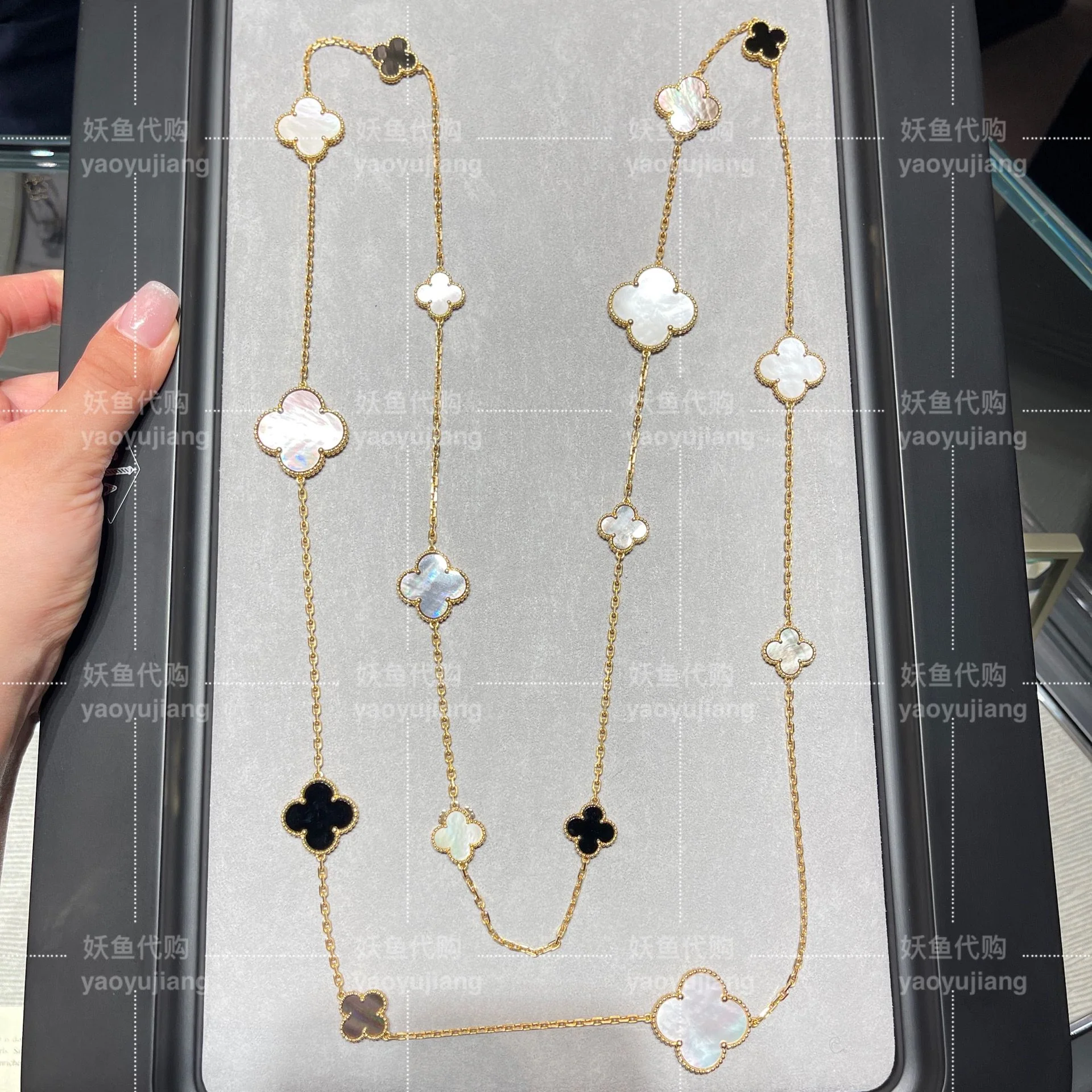 VCL001 High quality 16 Flowers Four leaf clover Long Sweater Chain Necklace for women - ccjewelryacc