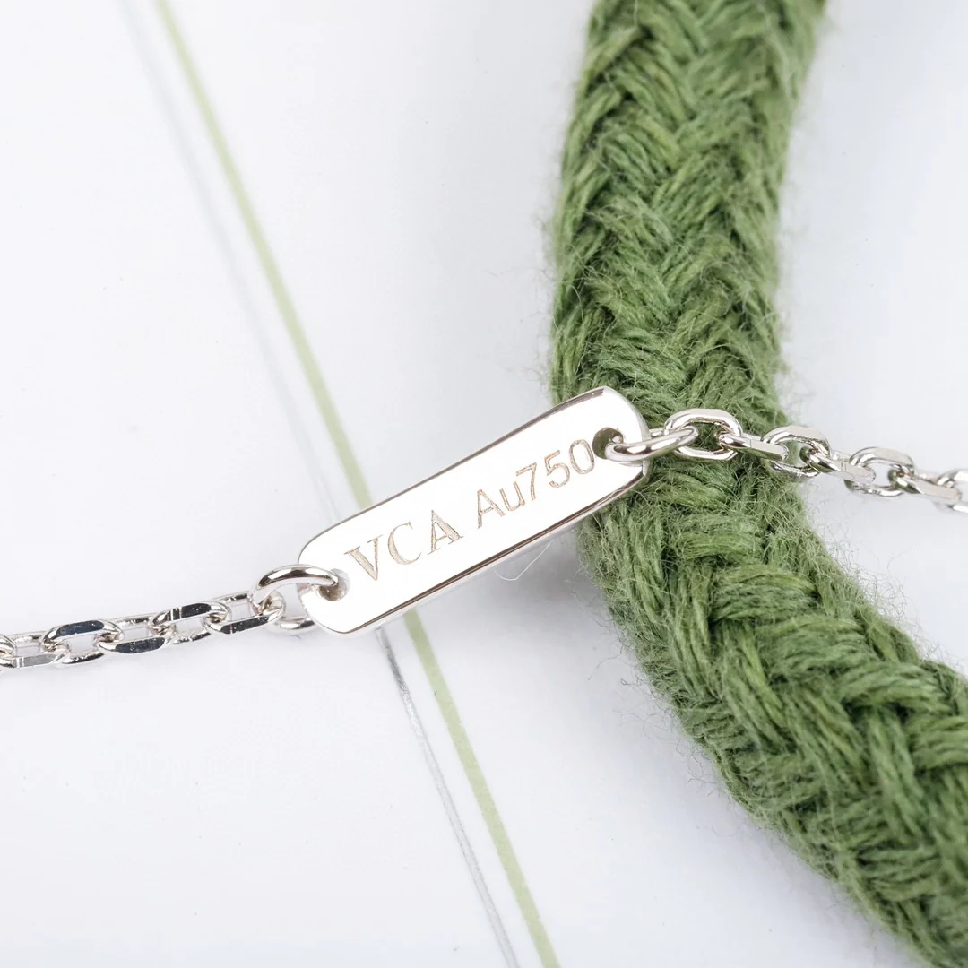 VCNS041 18k white gold/rose gold Perlée clovers Pendant Necklace - ccjewelryacc