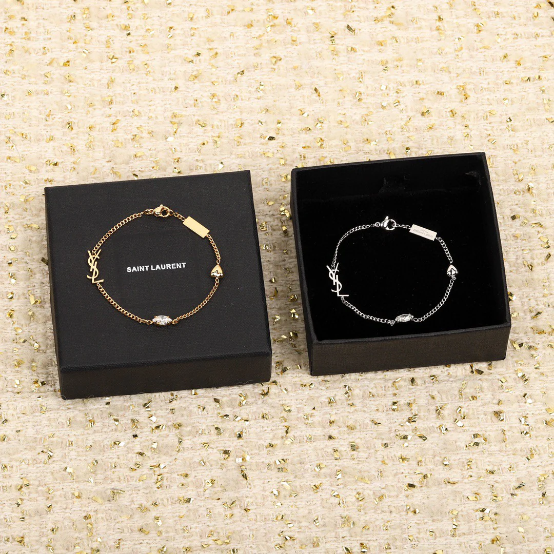 YYS012 CASSANDRE heart charm bracelet in metal and rhinestone - ccjewelryacc