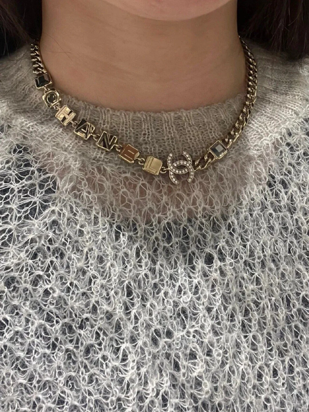 CCN069 Metal letter CC Choker Necklace - ccjewelryacc