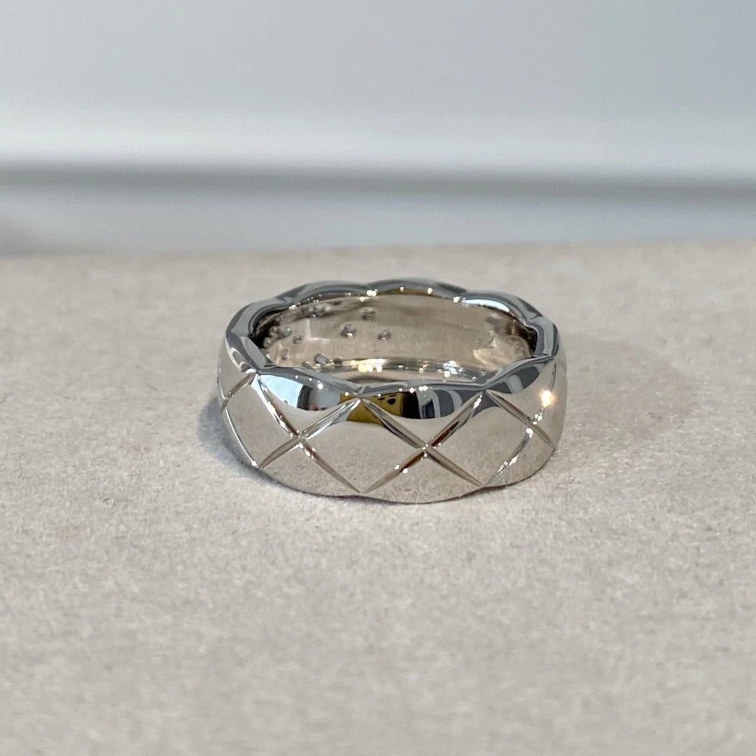 CCR8002B 7mm crush ring S925 Silver 18K Gold plating CC Ring - ccjewelryacc