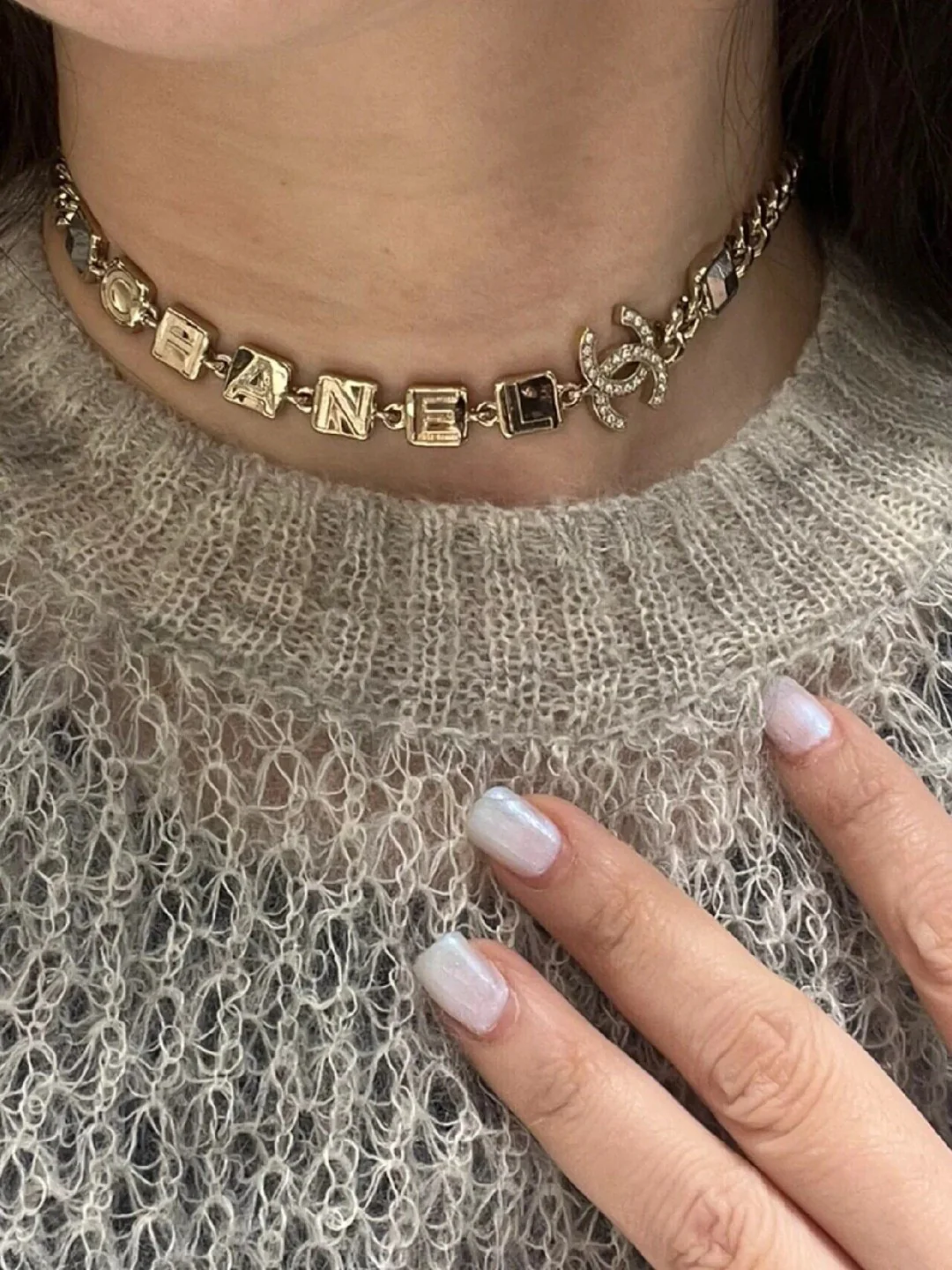 CCN069 Metal letter CC Choker Necklace - ccjewelryacc