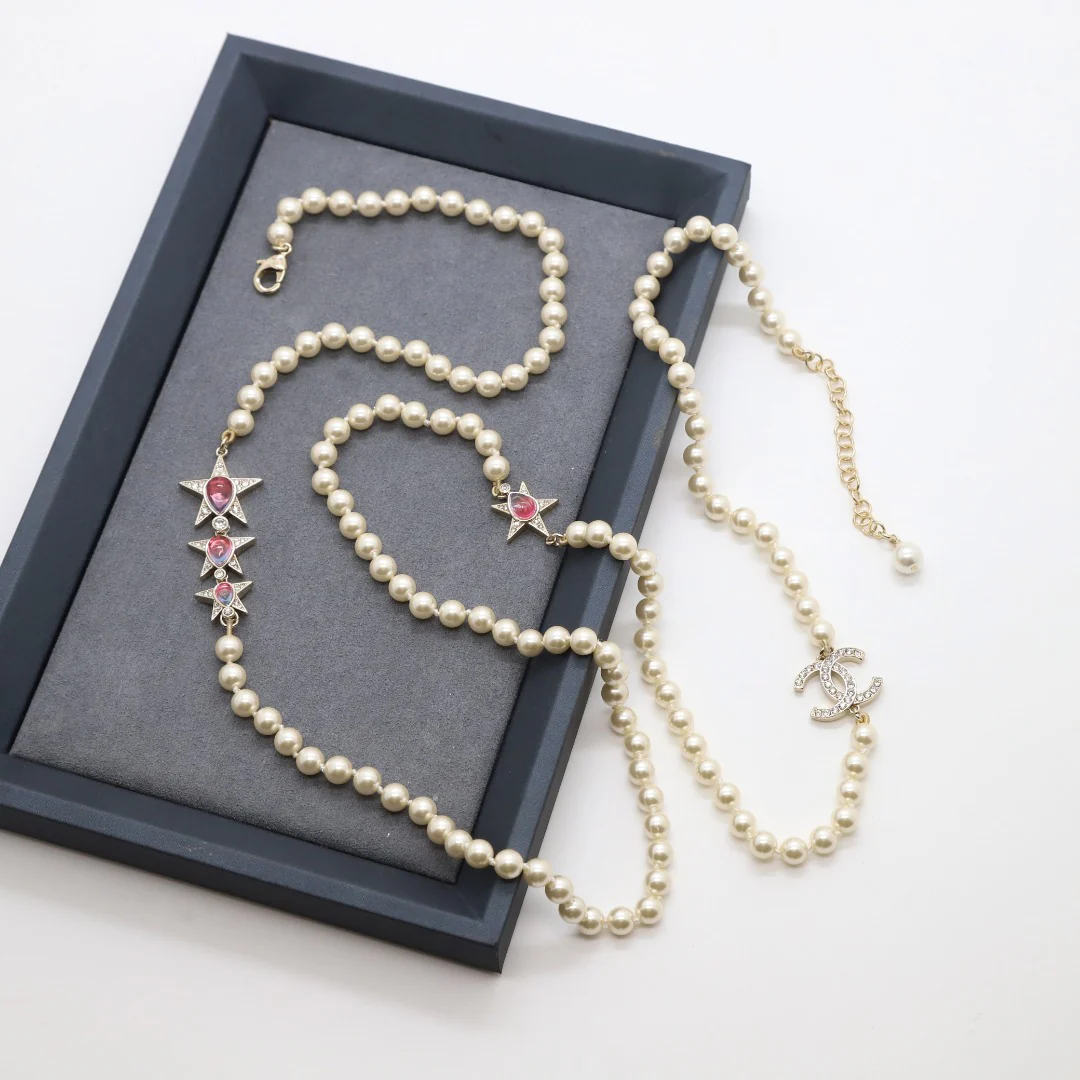 CCL012 High quality CC Pearl Long Chain Necklace Pearl sweater chain - ccjewelryacc