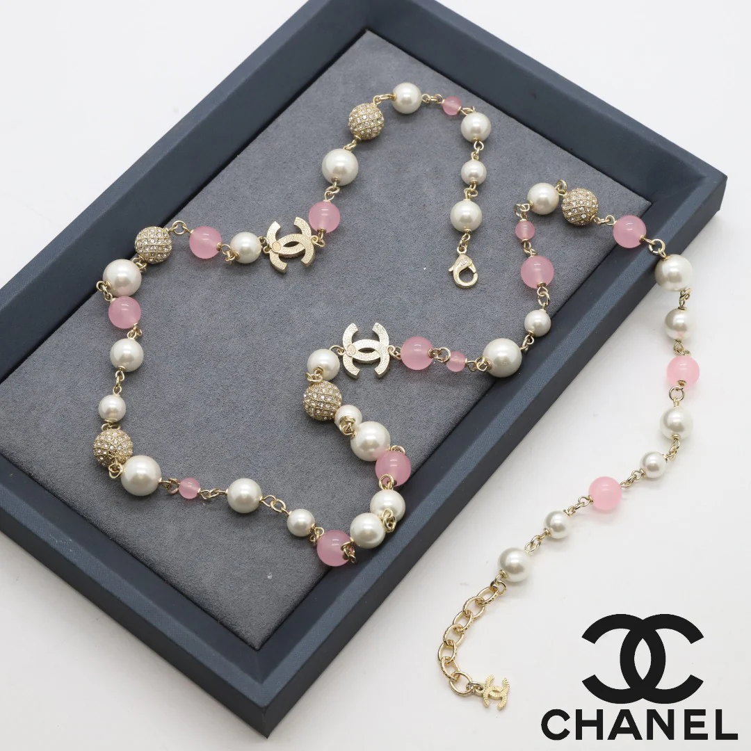 CCL020 High Quality CC Pearl Long Chain Necklace Pearl Sweater Chain - ccjewelryacc