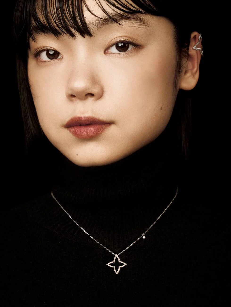 LVNS020 S925 Sterling Silver Monogram Pointed flowers Pendant Necklace - ccjewelryacc