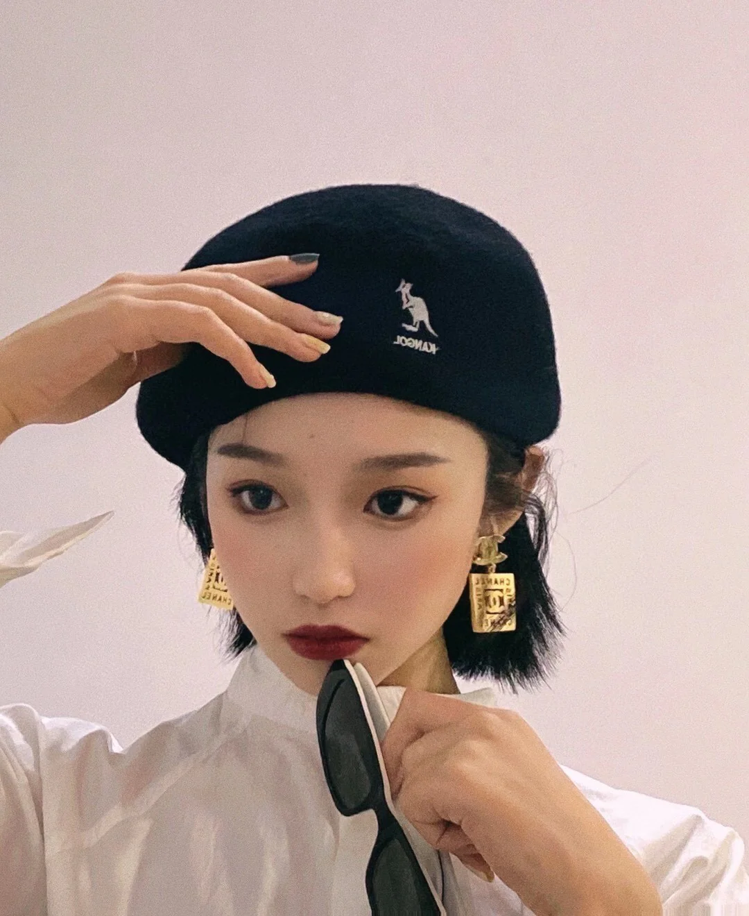 CCE229 Vintage Gold hollow out chanel label symbol drop Earring - ccjewelryacc