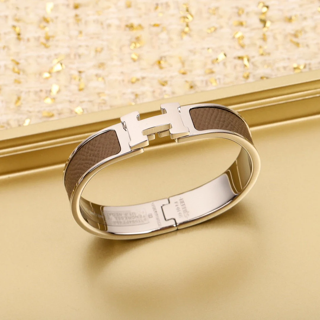 HMS011  leater Clic H Bangle Bracelet Middle - ccjewelryacc