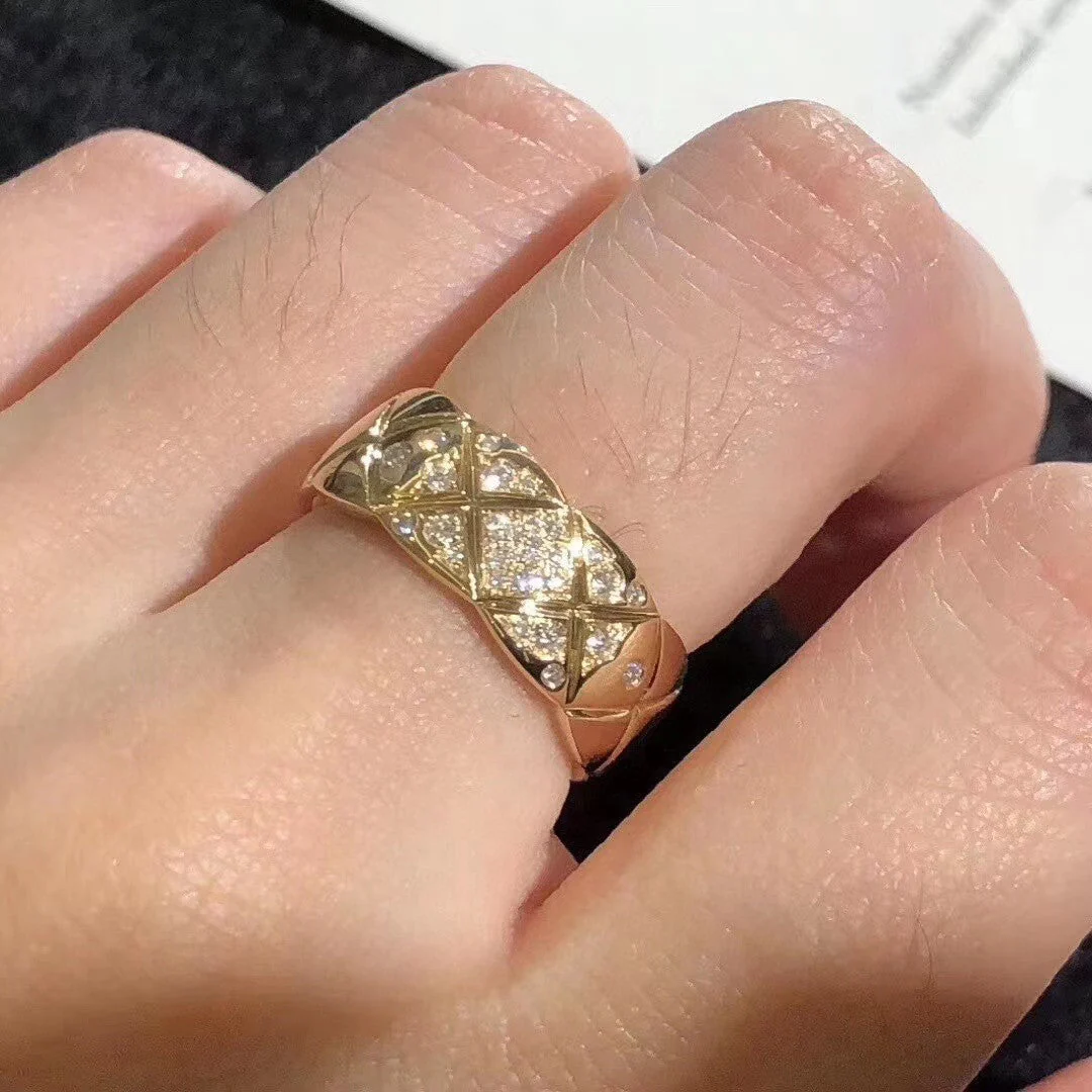 CCR8002B 7mm crush ring S925 Silver 18K Gold plating CC Ring - ccjewelryacc