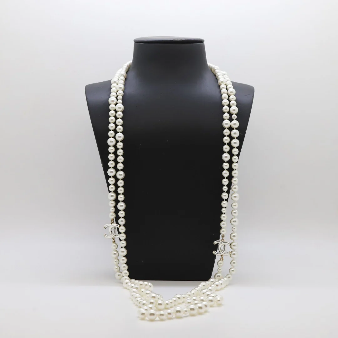 CCL007 High quality CC Pearl Long Chain Necklace Pearl sweater chain - ccjewelryacc