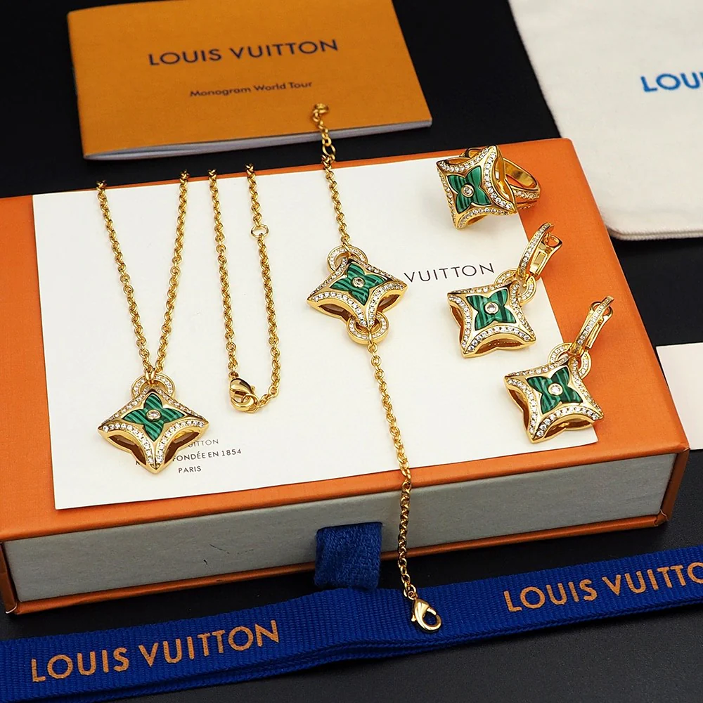 LVT011G Ever Blossom Series Jewelry Set Necklace Bracelet Earrings - ccfashionjewelry