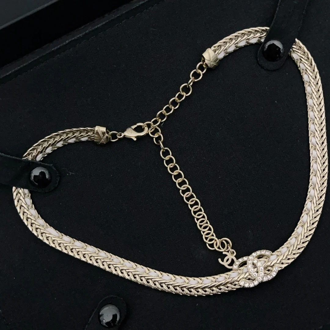 CCN011 Metal leater CC Choker Necklace - ccjewelryacc