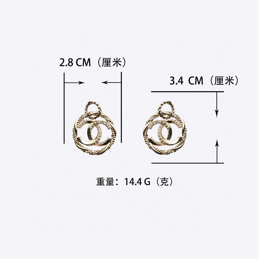 CCE225 Twist metal rhinestone cc pendant earrings - ccjewelryacc