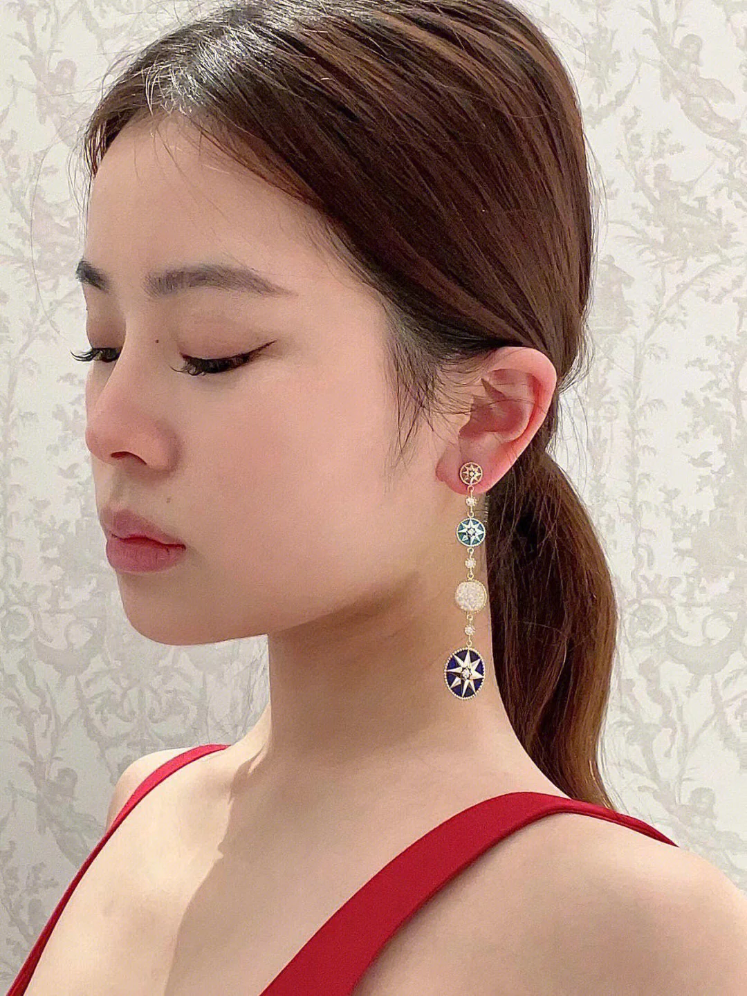 CDEV006 18k Gold Dior ROSE DES VENTS Drop Earrings - ccjewelryacc