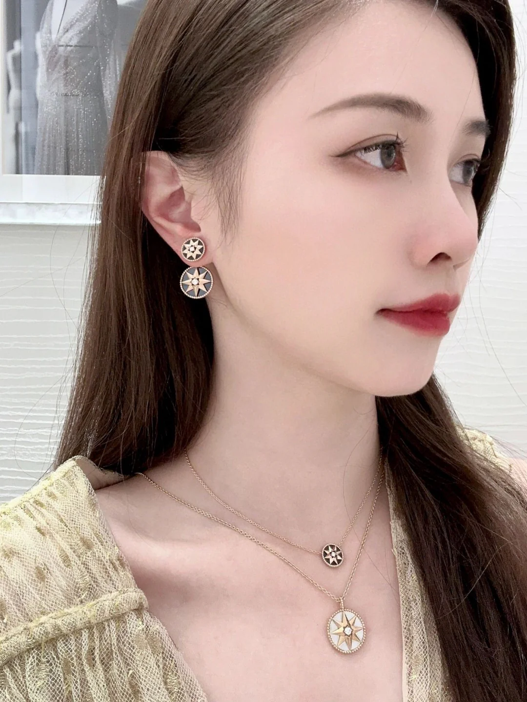 CDEV001 18K Gold Dior ROSE DES VENTS Earrings for Women - ccjewelryacc