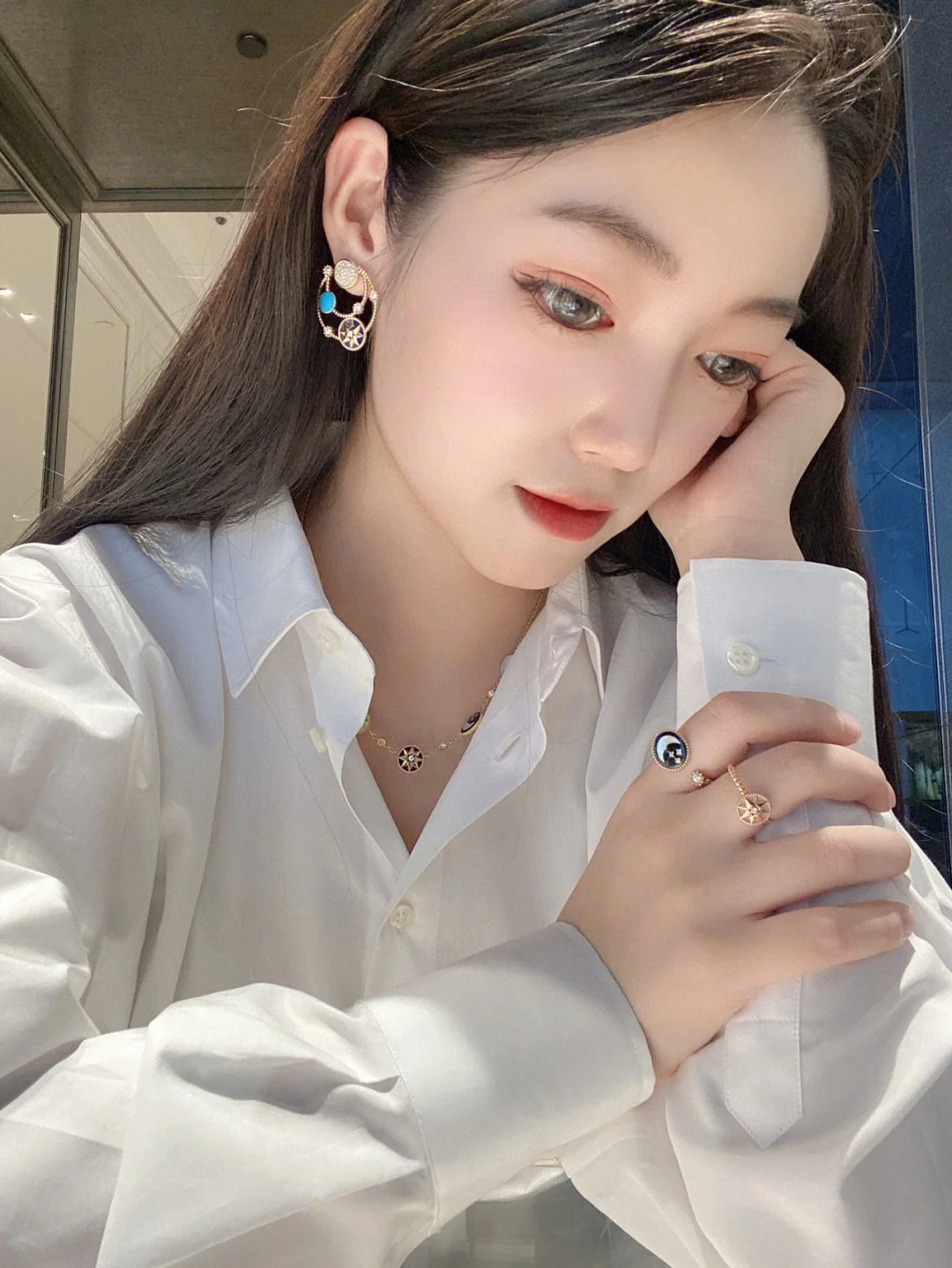 CDEV005 18K Gold Dior ROSE DES VENTS earrings - ccjewelryacc