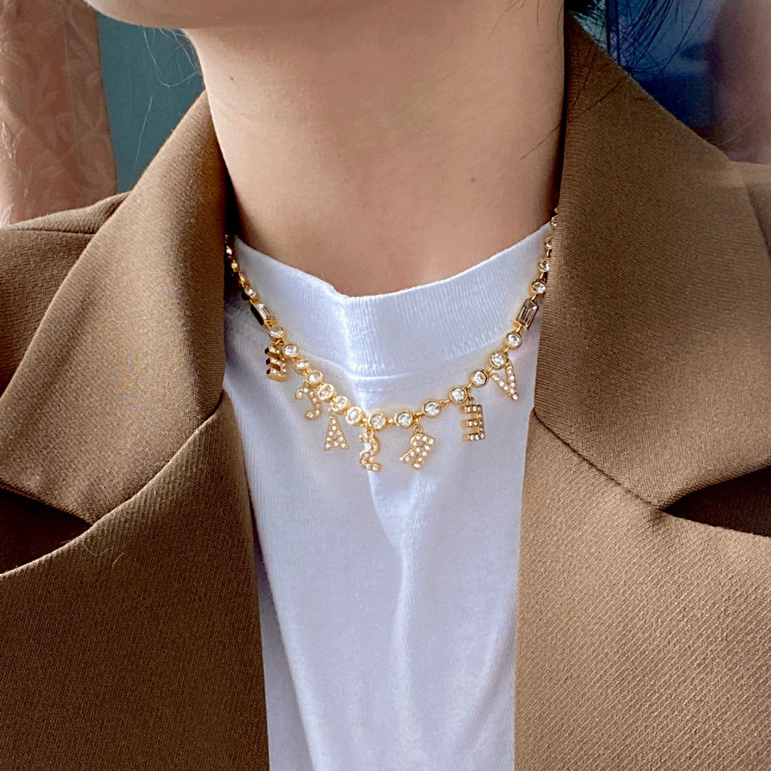 VSN017 Versace letters charm necklace and bracelet - ccjewelryacc