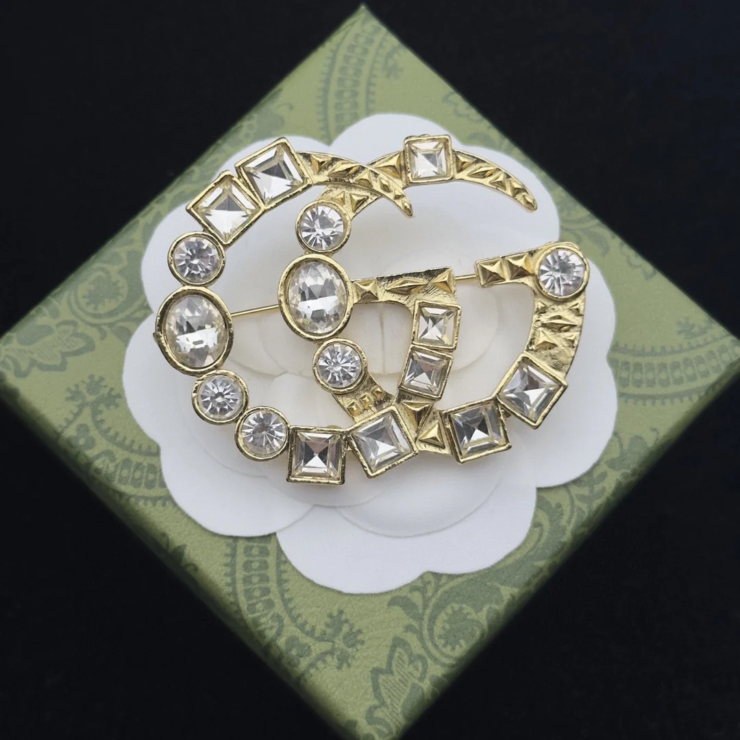 GGB026 Vintage GG Zircon brooch pin - ccjewelryacc