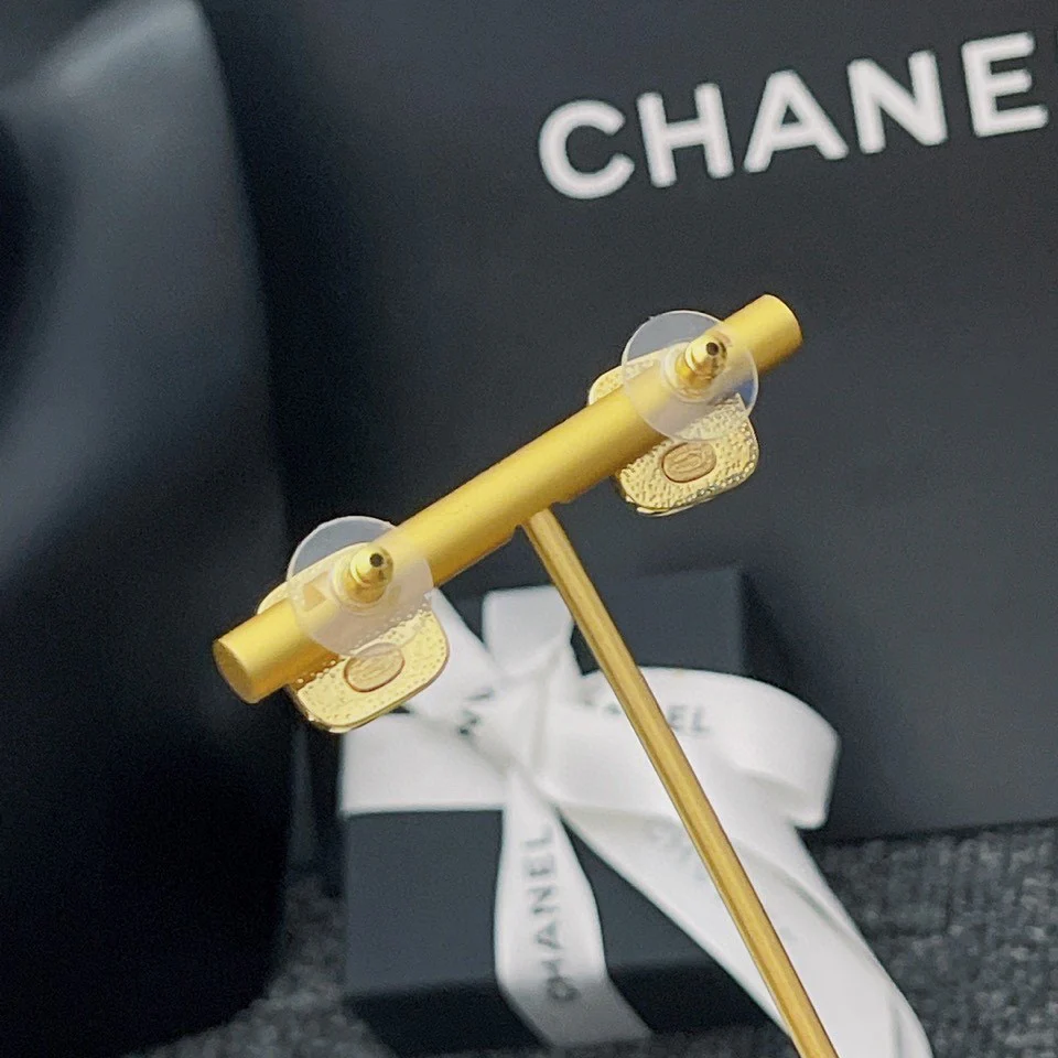 CCE210B Color square acrylic with metal CC logo stud earring - ccjewelryacc