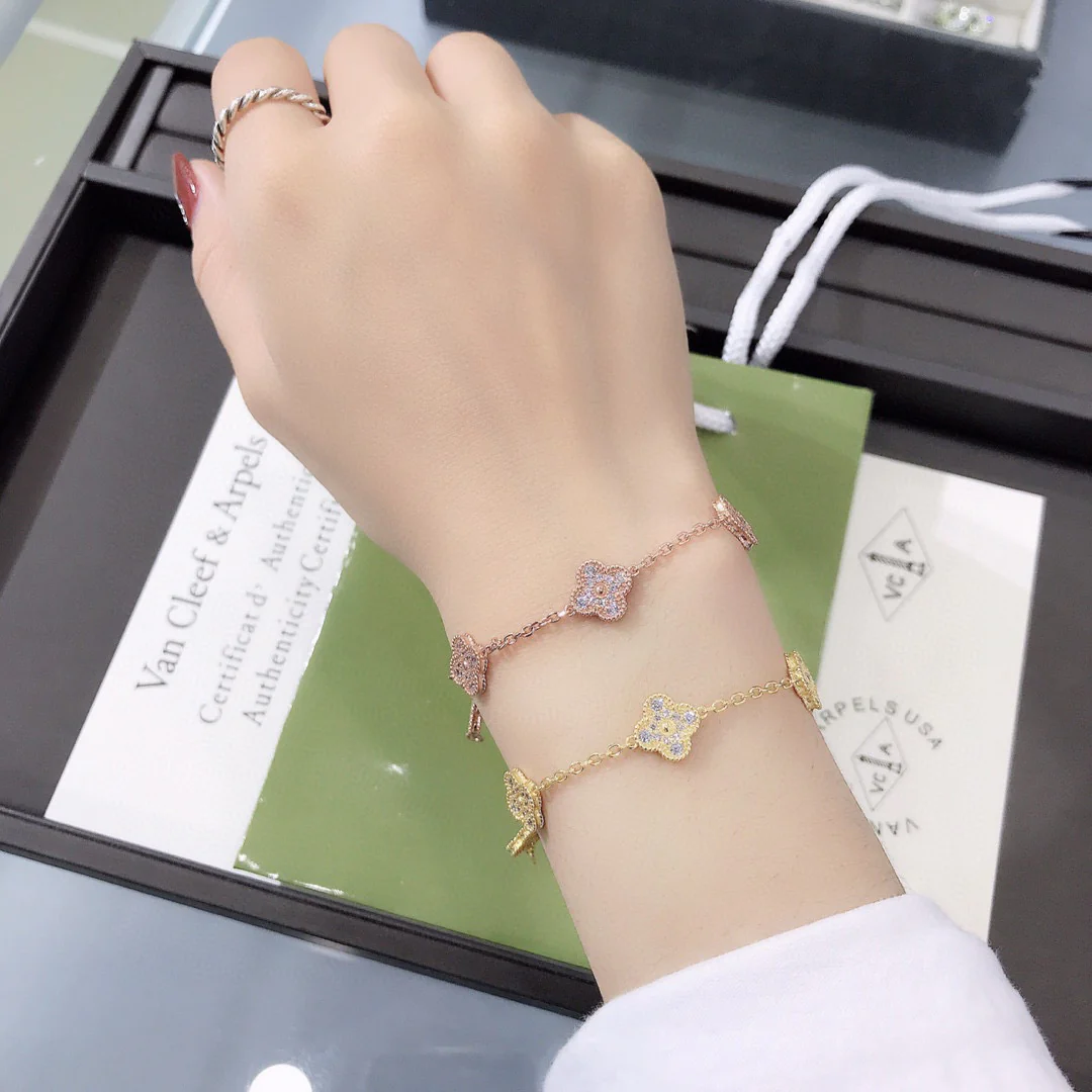 VCS001 Sweet alhambra diamond bracelet 6 motifs mini - ccjewelryacc