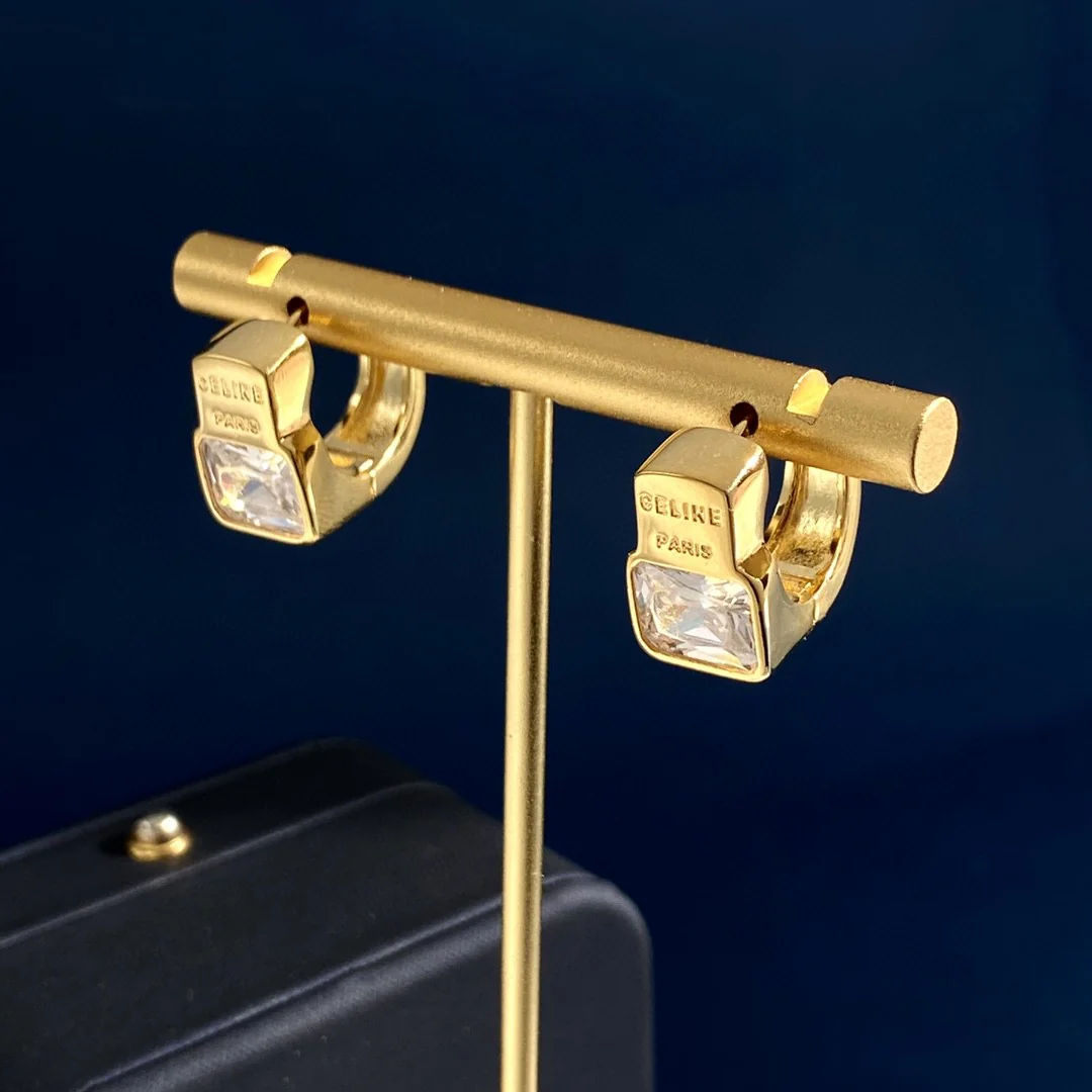 CLE024 Triomphe hook earring in metal and zircon - ccjewelryacc