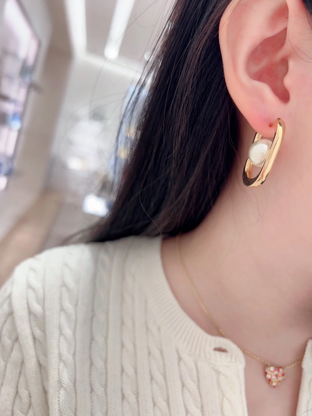 CDE240 CD And pearl hook earrings - ccjewelryacc