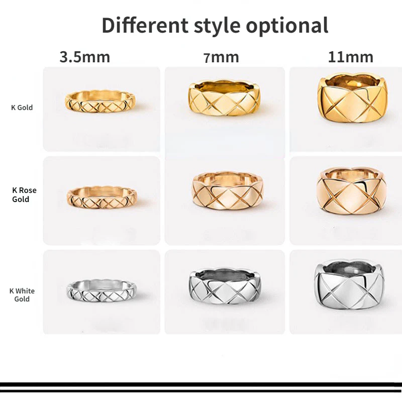 CCR8001B 7mm COCO crush ring cc ring Titanium steel Gold plating ring - ccjewelryacc