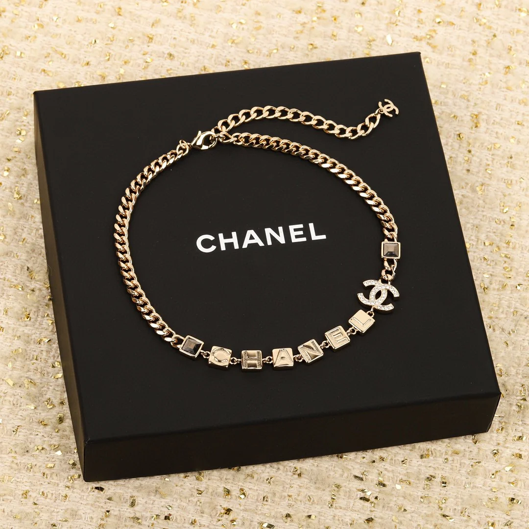 CCN069 Metal letter CC Choker Necklace - ccjewelryacc