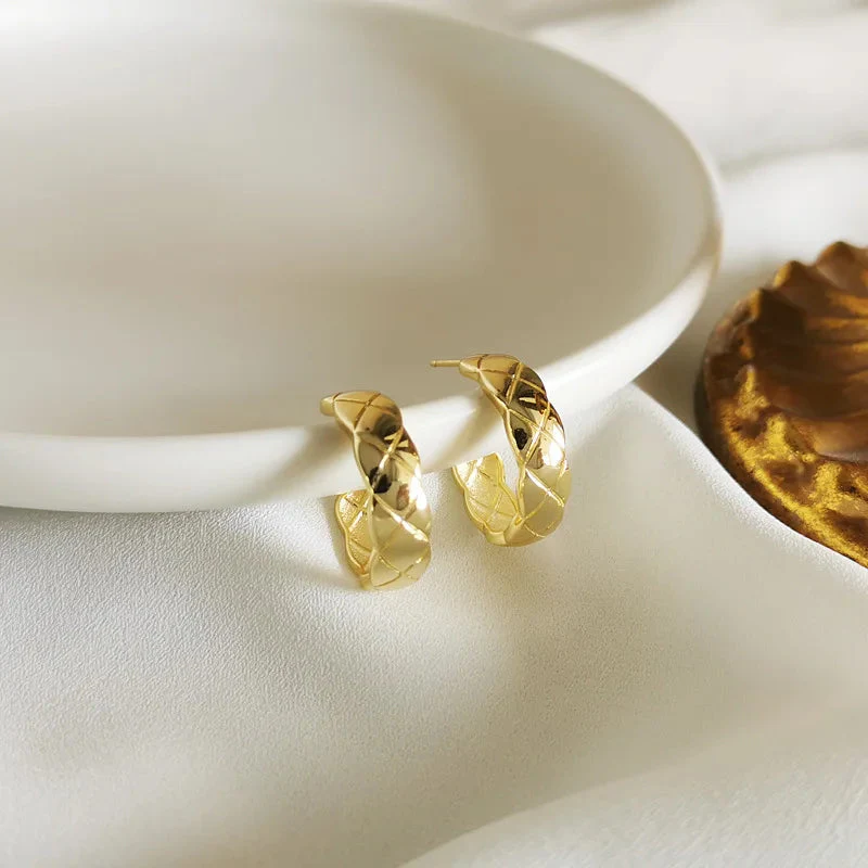 CCE8004G COCO Crush earrings S925 Silver 18k Real Gold Plating Diamond cc earring - ccjewelryacc