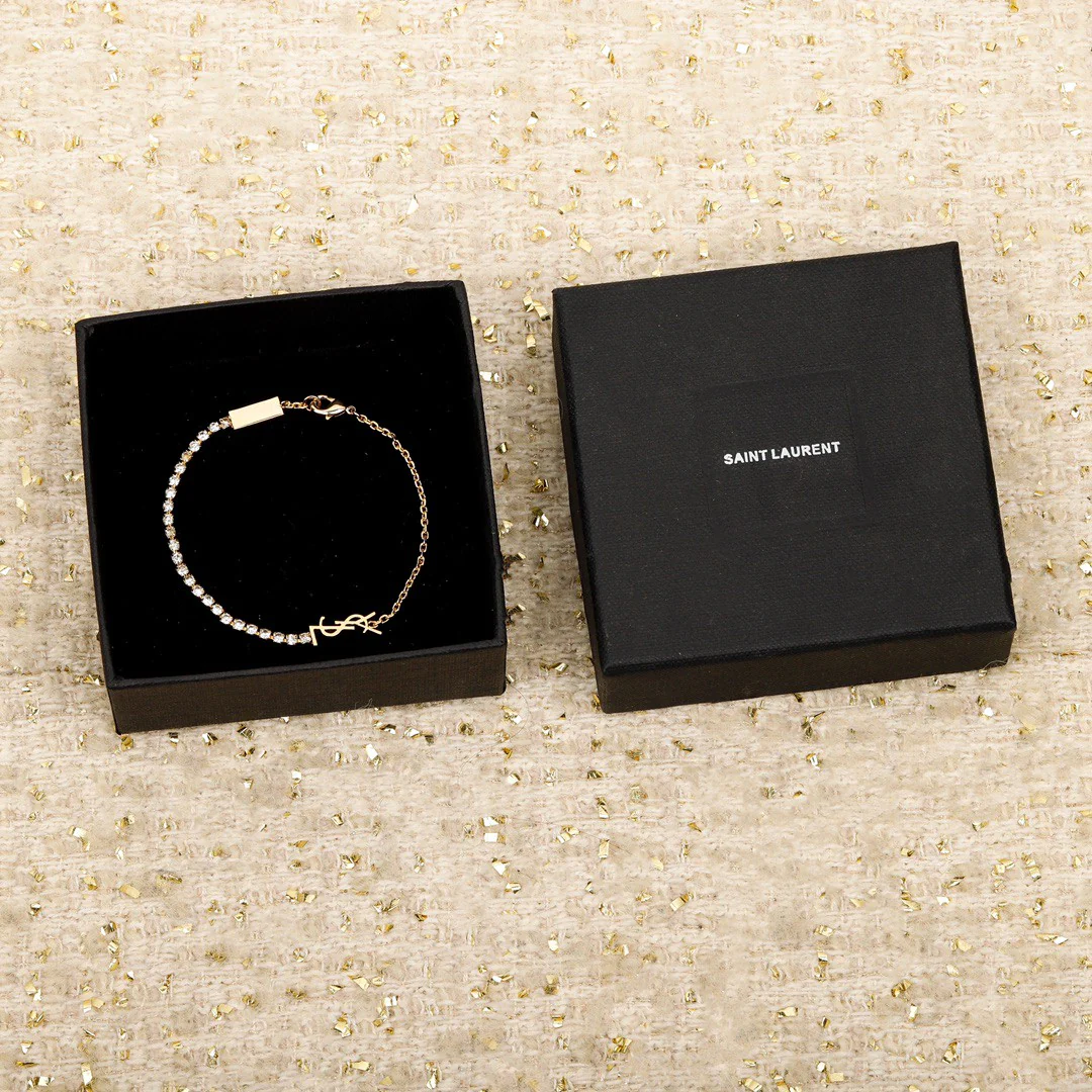 YYS003 CASSANDRE CHARM BRACELET IN METAL AND RHINESTONE - ccjewelryacc