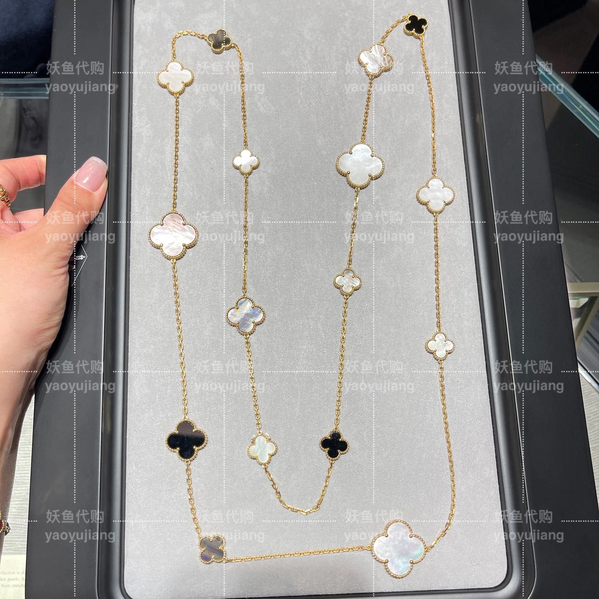 VCL001 High quality 16 Flowers Four leaf clover Long Sweater Chain Necklace for women - ccjewelryacc